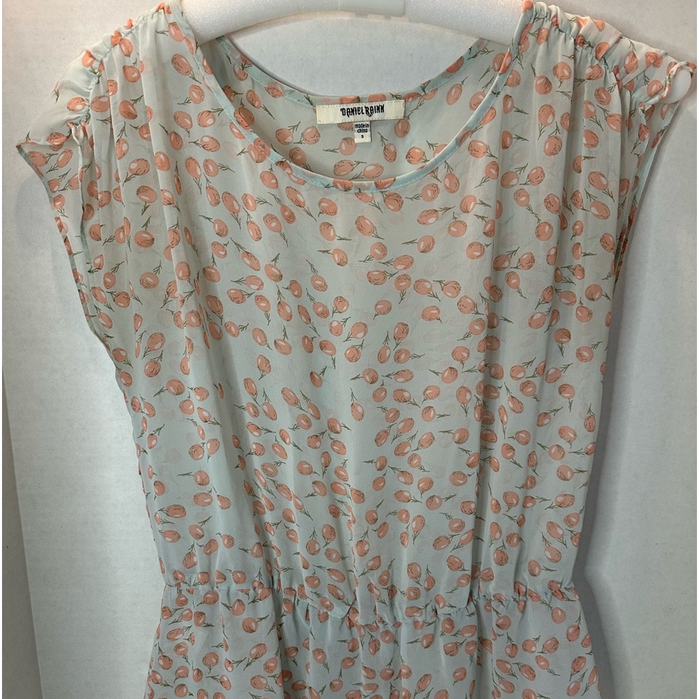 Daniel Rainn Floral Sheer Short Sleeve Blouse Size Small
